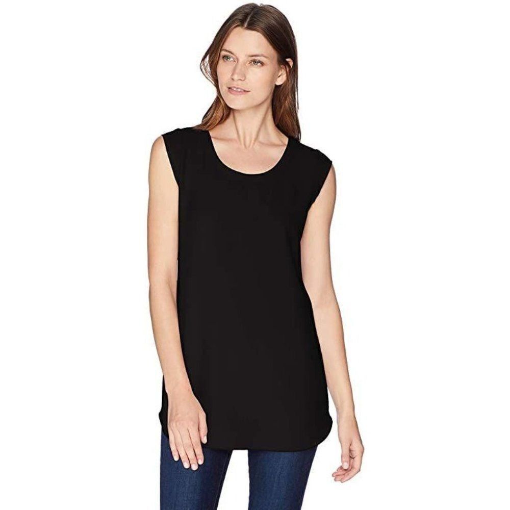 Daily Ritual Women’s Cap-Sleeve Shell Shirt 4 Blac